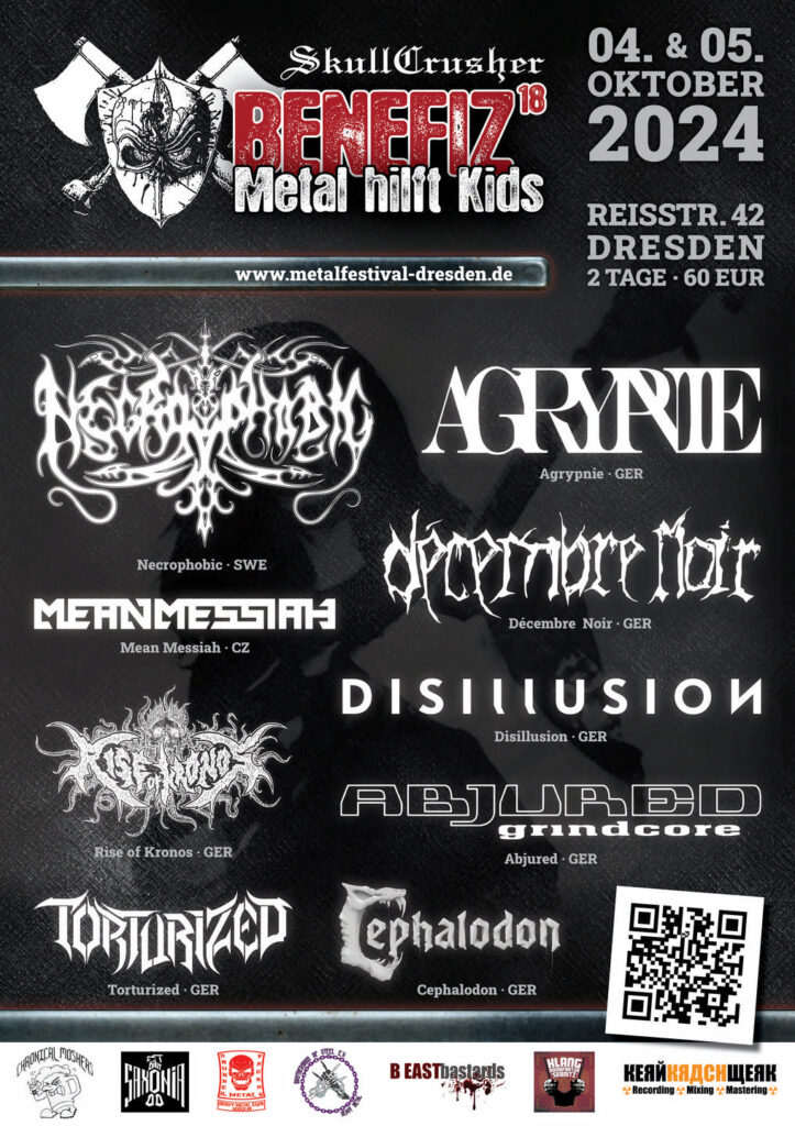 SkullCrusher Benefiz - Metal hilft Kids 2024 - Necrophobic, Agrypnie, Decembre noir, Mean Messiah, Disillusion, Kronos, Abjured, Torturized, Cephalodon